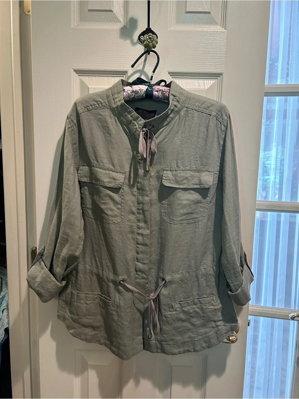 Cynthia Rowley Olive Utility Drawstring Waist Jacket Size M